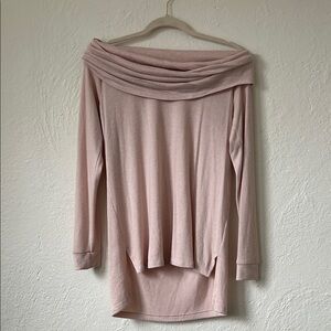Draped Off-Shoulder Light Pink Tunic Top